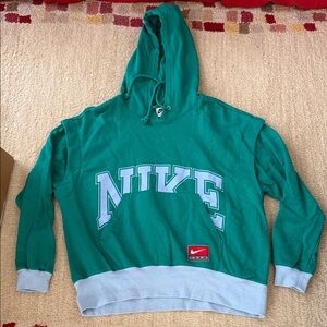 Nike Men's Teal and Light Blue Hoodie